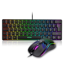 RedThunder 60% RGB Gaming Keyboard and Mouse Combo, UK Layout Ultra Compact Backlit Mini Keyboard, Lightweight 7200 DPI Cellular Optical Mouse, Portable Wired Gaming Set for PC PS5 Xbox Gamers (Black)