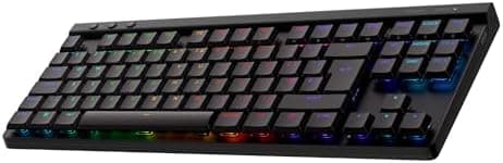 Logitech G G515 Lightspeed TKL Low Profile Wireless Gaming Keyboard, LIGHTSYNC RGB, Thin Tenkeyless Design, PBT Keycaps, Tactile Mechanical Switches, QWERTY UK English Layout - Black