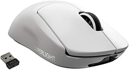 Logitech G PRO X SUPERLIGHT Wireless Gaming Mouse, HERO 25K Sensor, Ultra-light with 63g, 5 Programmable Buttons, 70 hours Battery Life, Zero Additive PTFE Feet, PC/Mac - White