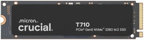 Crucial T710 4TB SSD NVMe M.2 PCIe 5.0 x4 Gen5, Read/Write Speeds up to 14,500/13,800 MB/s, Laptop & Desktop (PC) Compatible, TLC NAND, Solid State Drive - CT4000T710SSD8-01