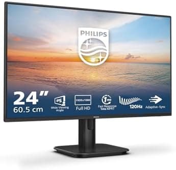 Philips 24E1N1100A - 24 Inch FHD Monitor, 100Hz, IPS, 1ms, Speakers, Lowblue mode, FlickerFree, (1920 x 1080, 250 cd/m², VGA/HDMI 1.4)