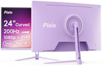 Pixio PXC248 Wave Purple 24 inch 200Hz Refresh Rate FHD 1080p Resolution 1500R Curve Fast VA Panel 1ms GTG Response Time Adaptive Sync HDR Curved Gaming Monitor