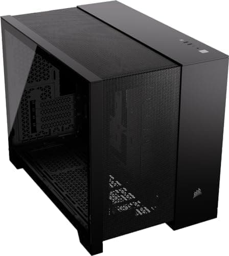 CORSAIR 2500D AIRFLOW Small-Tower mATX Dual Chamber PC Case – Tempered Glass – Reverse Connection Motherboard Compatible – No Fans Included – Black