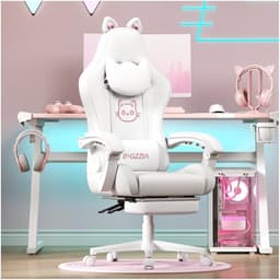 bigzzia Gaming Chair Cute with Cat Ears and Massage Lumba...