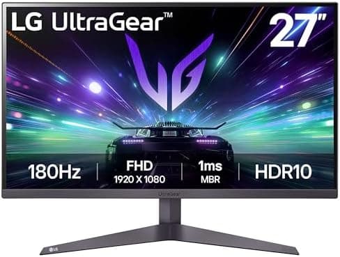 LG UltraGear Gaming Monitor 27GS50F, 27 Inch, 1080p, 180Hz, 1ms MBR, 5ms Response Time, HDR 10, AMD FreeSync, Smart Energy Saving, Displayport, HDMI