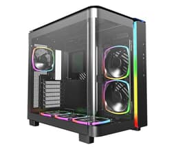 Montech King 95 PRO Dual-Chamber ATX Mid-Tower PC Gaming Case, High-Airflow, Toolless Panels, Sturdy Curved Tempered Glass Front, 6 ARGB PWM Fan Pre-Installed with Fan Hub, Black