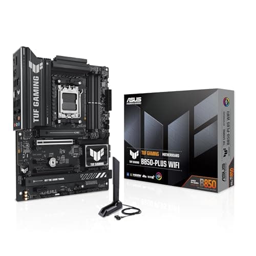 ASUS TUF GAMING B850-PLUS WIFI AMD ATX motherboard, 14+2+1 80A DrMOS power stages, DDR5, PCIe 5.0 Ready, 3xM.2 slots, Wi-Fi 7, Realtek 2.5Gb