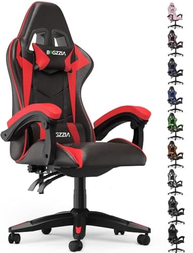 bigzzia Gaming Chair, Ergonomic Gaming Chair, Office Chair, Gaming Chair with Lumbar Cushion and Headrest, Adjustable in Height (without Foo