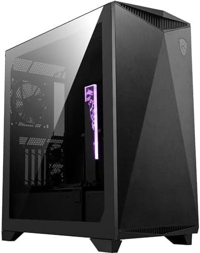 MSI MPG GUNGNIR 300P AIRFLOW Mid-Tower PC Case - E-ATX Capacity, 4 x 120 mm Fans, 3 x Aux. Fans, PCIe 4.0 Riser Cable, Vertical GPU Support & Stand, Dust Filters, Cable Routing, USB Type-C (20Gbps)