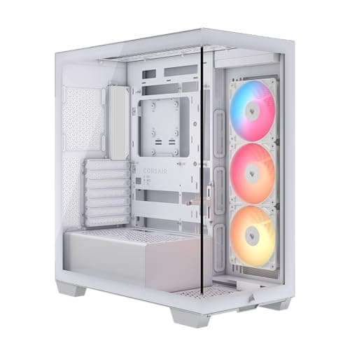 CORSAIR 3500X RS-R ARGB Panoramic Mid-Tower PC Case – 3x Pre-Installed RS120-R ARGB Fans, GPU Anti-Sag Arm, Fits up to 10x 120mm Fans, Rever