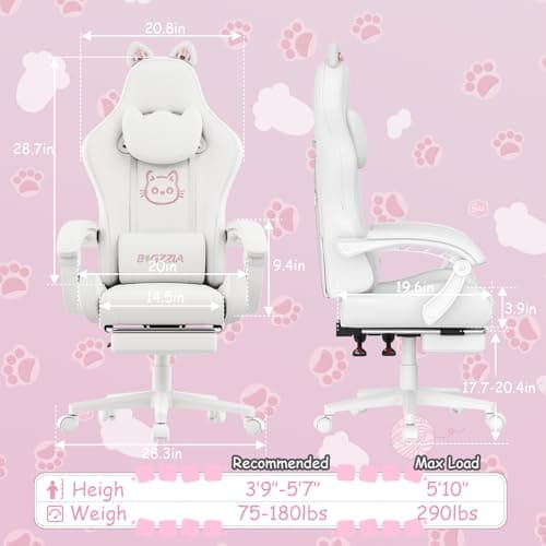 bigzzia Gaming Chair Cat Ears Massage Lumbar Support UK 2026 Review