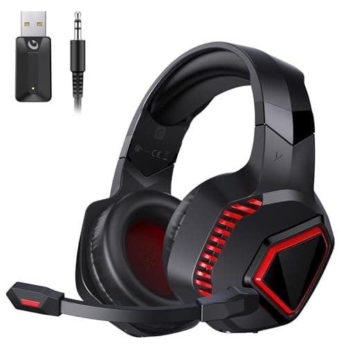 KAPEYDESI Wireless Gaming Headset, 2.4Ghz Noise Cancellin...