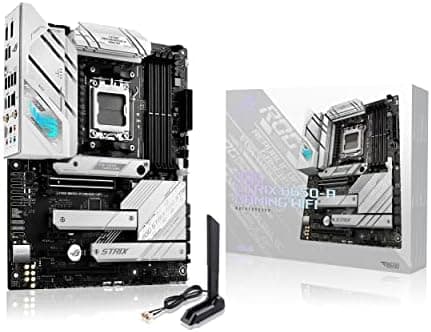 ASUS ROG Strix B650-A Gaming WiFi AMD Ryzen AM5 ATX motherboard, 12 + 2 power stages, DDR5, three M.2 slots, PCIe 4.0, 2.5G LAN, WiFi 6E, USB 3.2 Gen 2x2 Type-C port, and Aura Sync RGB
