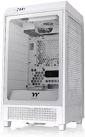 Thermaltake Tower 200 Snow Mini-ITX Computer Case; 2x140mm Pre-Installed White CT140 Fans; Supports GPU Length Up to 380mm; CA-1X9-00S6WN-00; White; 3 Year Warranty