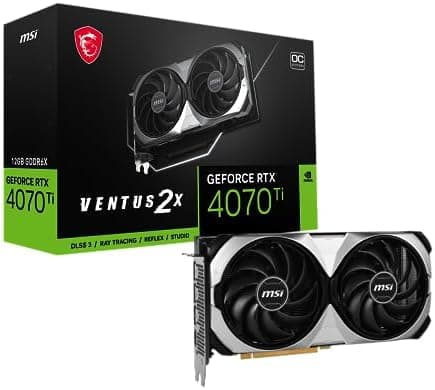 msi Gaming GeForce RTX 4070 Ti 12GB GDRR6X 192-Bit HDMI/DP Nvlink TORX Fan 4.0 Ada Lovelace Architecture Graphics Card (RTX 4070 Ti Ventus 2X 12G OC), Black