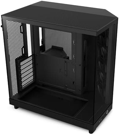 NZXT H6 Flow | CC-H61FB-01 | Compact Dual-Chamber Mid-Tower Airflow Case | Panoramic Glass Panels | High-Performance Airflow Panels | Includes 3 x 120mm Fans | Cable Management | Black