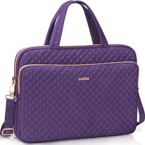 Lausiax Laptop Case Bag Women Men Computer Sleeve Compatible with MacBook/Dell/HP/Acer/ASUS, Waterproof Shoulder Carrying Briefcase, Purple, 17-17.3 Inch