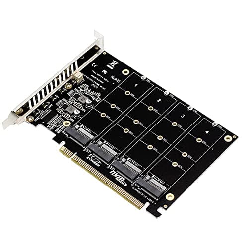 VOANZO 4-Port M.2 Expansion Card M.2 NVME to PCIE X16 Adapter M.2 NVME M Key Drive Converter Reader Expansion Card