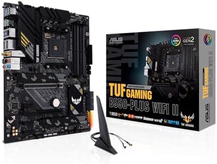 ASUS TUF Gaming B550-PLUS (WI-FI), AMD B550 (Ryzen AM4) ATX motherboard (PCIe 4.0, dual M.2, 10 DrMOS, DDR4 4400, Intel WiFi 6, 2.5 Gb Ethernet, HDMI, DisplayPort, USB 3.2 Gen 2 Type-A and Type-C)