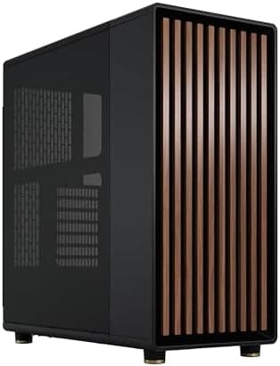 Fractal Design North Charcoal Black - Wood Walnut front - Mesh side panels - Two 140mm Aspect PWM fans included - Type C USB - ATX Airflow Mid Tower PC Gaming Case