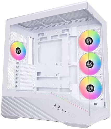 Lian Li V100 Mid Tower Case – White, ATX Support, Mesh Front Panel, Tempered Glass, USB-C, Tool-Free Side Panel