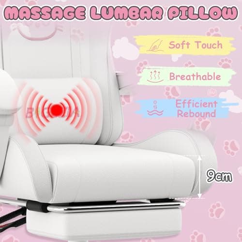 bigzzia Gaming Chair Cat Ears Massage Lumbar Support UK 2026 Review