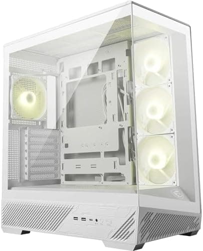 MSI MAG PANO 130R PZ WHITE - Mid-tower Gaming PC Case - Supports GPU up to 400 mm in length, Removable Dust Filters, USB 20Gbps (Type-C), Back-connect ATX & Micro-ATX Motherboard support