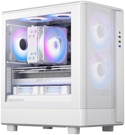 darkFlash Micro-ATX PC Case, Pre-Install 3 PWM ARGB Fans Computer Case, High Heat Dissipation MATX Gaming PC Case, USB 3.0 Port, Supports up to 240mm AIO(DB330M MESH, White)