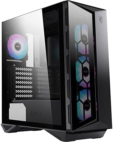 MSI MPG GUNGNIR 110R WHITE Mid-Tower PC Case - Tempered Glass, ATX, M-ATX & Mini-ITX Capacity, 4 x 120mm ARGB fans with Hub Controller, Magnetic Dust Filter, USB 3.2 Gen 2x2 Type-C, Gen 1 Type-A Ports