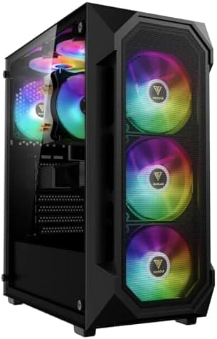GAMDIAS AURA GC1 ELITE ARGB ATX Mid Tower PC Case, 4 x 120 ARGB Fan, High Airflow Mesh Front Panel, Tool-Free Install Tempered Glass Side Panel, Black
