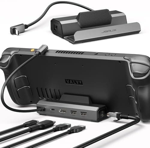 JSAUX Steam Deck Dock 4K@120Hz, 5-in-1 Docking Station for Steam Deck/OLED/ASUS ROG Ally X/Lenovo Legion go/MSI Claw, Dock with HDMI 2.1, 100Mbps Ethernet, Dual USB A 2.0 and 100W USB C Port-HB0602
