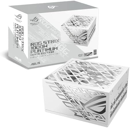 Asus ROG Strix 1000W Platinum White PSU, Fully Modular, 80+ Platinum, ATX 3.1, PCIe 5.0, GaN MOSFET, Intelligent Voltage Stabilizer