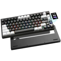 YUNZII AL80 Wireless Mechanical Keyboard, Full Aluminum CNC, Smart LCD Display, Hot Swappable Gasket Mount 75% Layout with Knob, BT/2.4G/USB-C,QMK/VIA Support for Win/Mac (black, cocoa cream v2)