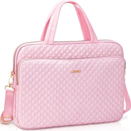 Lausiax Laptop Case Bag 17 17.3 18 inch for Women Men Compatible with HP OmniBook Pavillion,Acer Aspire Nitro,IdeaPad,Precision,ASUS Vivobook,MSI,LG, Slim Messenger Strap Briefcase Computer Bag, Pink