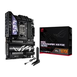ASUS ROG Crosshair X870E Hero, AMD ATX motherboard, 18+2+2 power stages, DDR5 slots, PCIe 5.0 with full support for next-gen GPUs, five M.2 slots, Wi-Fi 7, USB4, AI Overclocking