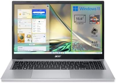 Acer Aspire 3 A315-24P-R8DK Laptop, Notebook, AMD Ryzen 5 7520U Processor, RAM 8 GB DDR5, 512 GB PCIe NVMe SSD, 15.6" FHD LED Display, AMD Radeon Graphics Card, Windows 11 Home, Silver