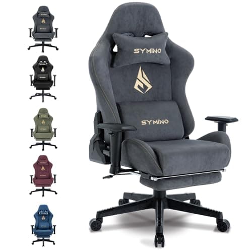 Symino Gaming Chair, Computer Chair with Footrest, Headrest and Lumbar Support, Ergonomic PC Chair, Height Adjustable Rotating Task Chairs, 