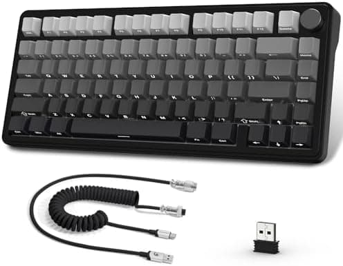 AJAZZ x Attack Shark X85 Mechanical Keyboard, 75% Wireless Gaming Keyboard with Button, 5-Layer Padding, Side Printed PBT Keycap, BT5.1/2.4GHz/USB-C, Hot-Swap Linear Switch, RGB, for PC, Mac