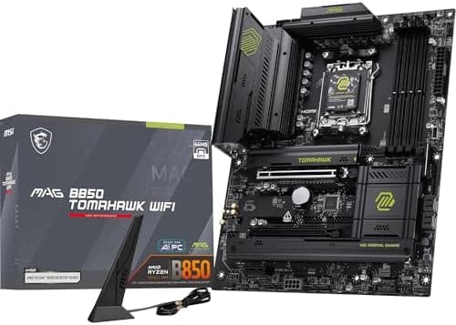 MSI MAG B850 TOMAHAWK MAX WIFI Motherboard, ATX - Supports AMD Ryzen 9000/8000 / 7000 Processors, AM5-80A SPS VRM, DDR5 Memory Boost 8400+ MT/s (OC), PCIe 5.0 x16, M.2 Gen5, Wi-Fi 7, 5G LAN