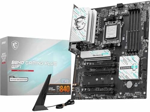 MSI B840 GAMING PLUS WIFI Motherboard, ATX - Supports AMD Ryzen 9000/8000 / 7000 Processors, AM5 - DDR5 Memory Boost 8000+ MT/s (OC), PCIe 4.0 x16, M.2 Gen4, Wi-Fi 7, 2.5G LAN