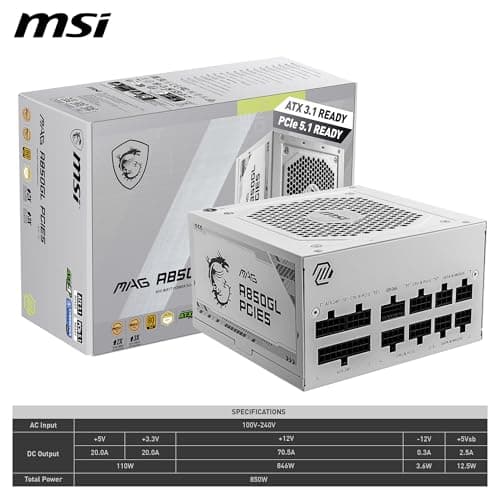 MSI MAG A850GL WHITE PCIE5 PSU Review