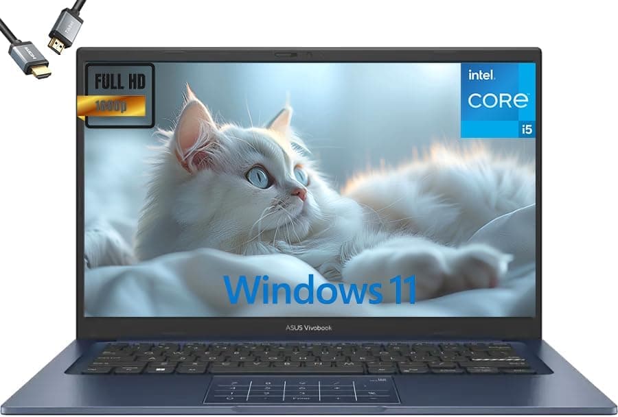 ASUS Vivobook 14(2025), 14", FHD Slim Laptop, Intel 13th Core i5-1334U, UHD Graphics, Privacy Camera, Bluetooth5.1, Windows 11 H, Quiet Blue, W/HDMI (24GB RAM | 2TB SSD)