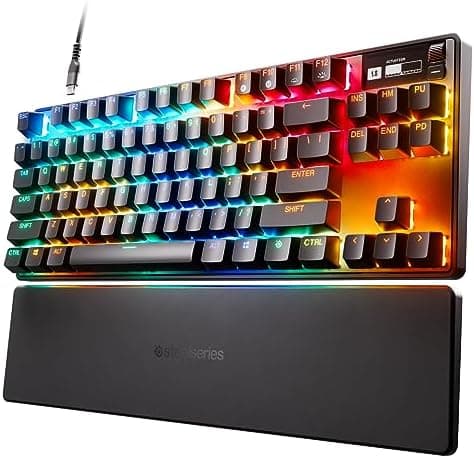 SteelSeries Apex Pro TKL Mechanical Gaming Keyboard – World’s Fastest Keyboard – Adjustable Actuation – Esports Tenkeyless – OLED Screen – RGB – USB-A - German QWERTZ Layout