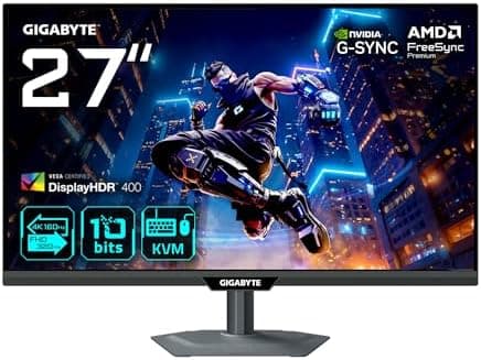 Gigabyte M27UP 27” 4K UHD Gaming Monitor - Dual Mode (4K 160Hz or FHD 320Hz), 3840 x 2160, 1ms, 350 cd/m², FreeSync Premium Pro, DisplayHDR400, HDMI 2.1, DisplayPort 1.4