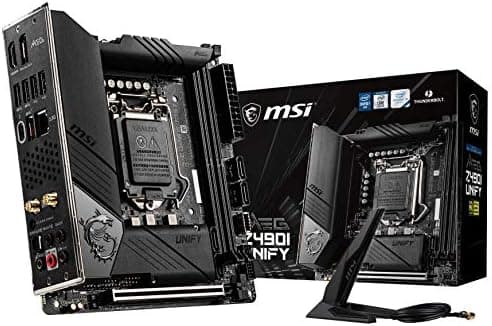 MSI MEG Z490I UNIFY Gaming Motherboard (LGA 1200, Intel 10th Gen, M.2, USB 3.2 Gen 2, DDR4, Wi-Fi 6, SLI, CFX, Gigabit LAN, Thunderbolt 3, Mini-ITX)
