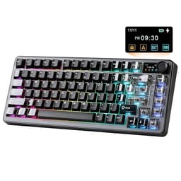 YUNZII B75 PRO MAX QMK/VIA Wireless Mechanical Keyboard,75% Layout whit Screen and Knob, Custom Hot Swap Gasket Structure, Creamy Pre-lubed Switches, RGB Backlit (Black, Candy Linear Switch)