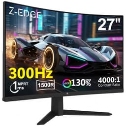 Z-Edge 27 Inch 300Hz(DP) 240Hz(HDMI) Curved Gaming Monitor 1ms MPRT Full HD LED Monitor, 300cd/m² Brightness, 16:9 VA Panel, FreeSync, HDR10, HDMI 2.0 & DisplayPort 1.4, VESA Mountable