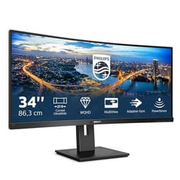 Philips 345B1C - 34 inch Curved WQHD Monitor, 100Hz, 4ms, VA, Speakers, Height Adjust, Power Sensor, USB Hub (3440 x 1440 WQHD, 300 cd/m², HDMI/DP/USB-B/USB 3.2)