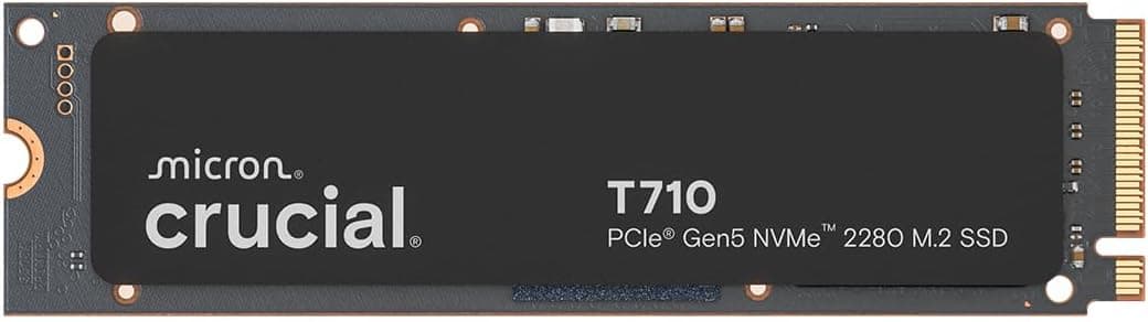 Crucial T710 2TB SSD NVMe M.2 PCIe 5.0 x4 Gen5, Read/Write Speeds up to 14,500/13,800 MB/s, Laptop & Desktop (PC) Compatible, TLC NAND, Solid State Drive - CT2000T710SSD8-01