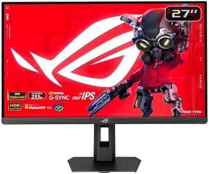 ASUS ROG Strix 27” 1440P HDR Gaming Monitor (XG27ACMES) – QHD (2560x1440), 255Hz, 0.3ms, Fast IPS, Extreme Low Motion Blur Sync, G-SYNC Compatible, DisplayWidget, Tripod Hole, Gaming AI, 3 yr warranty